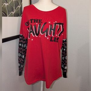 On The Naughty List Christmas TShirt Large